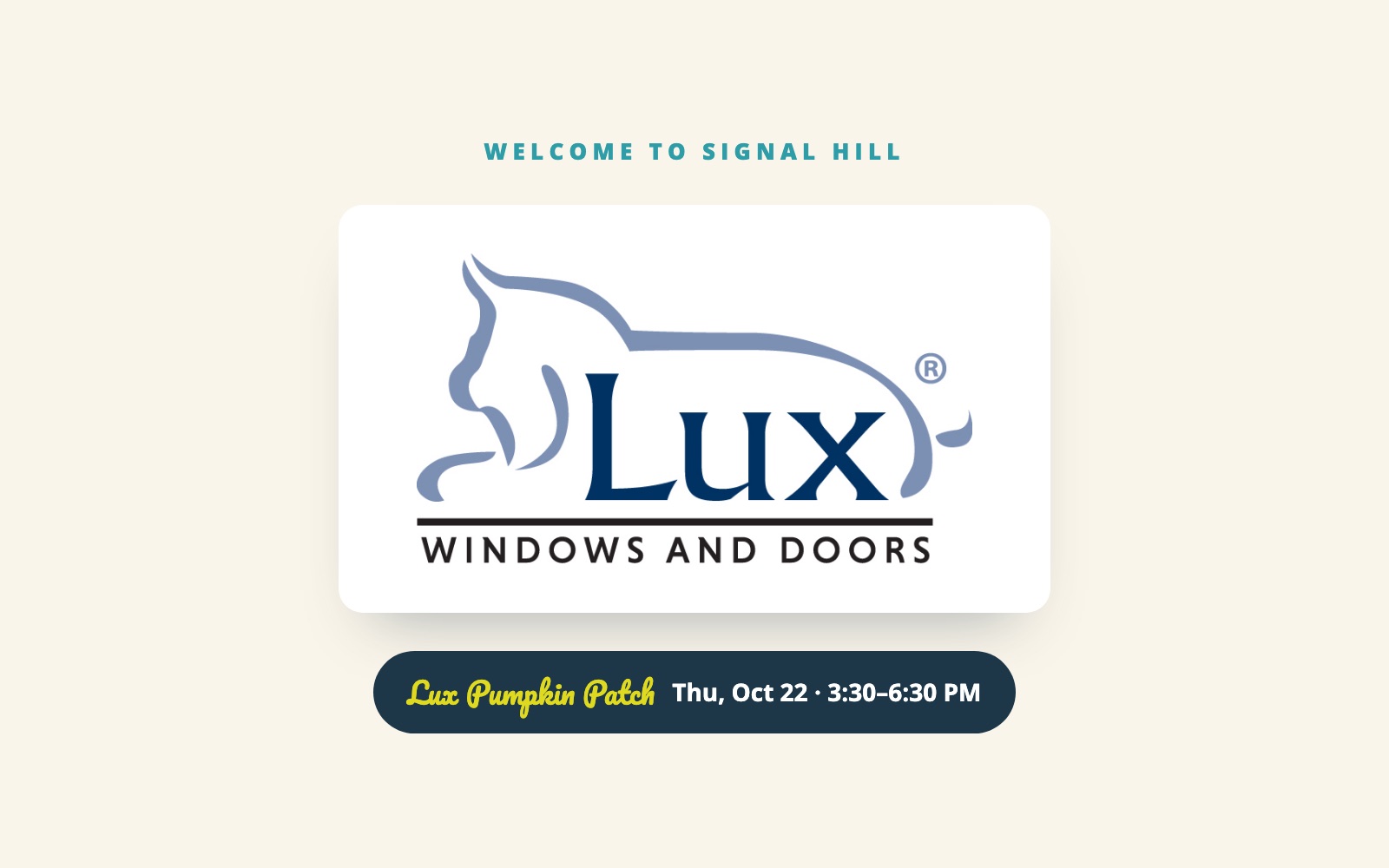 Welcome Lux Windows, with free pumpkins Thursday