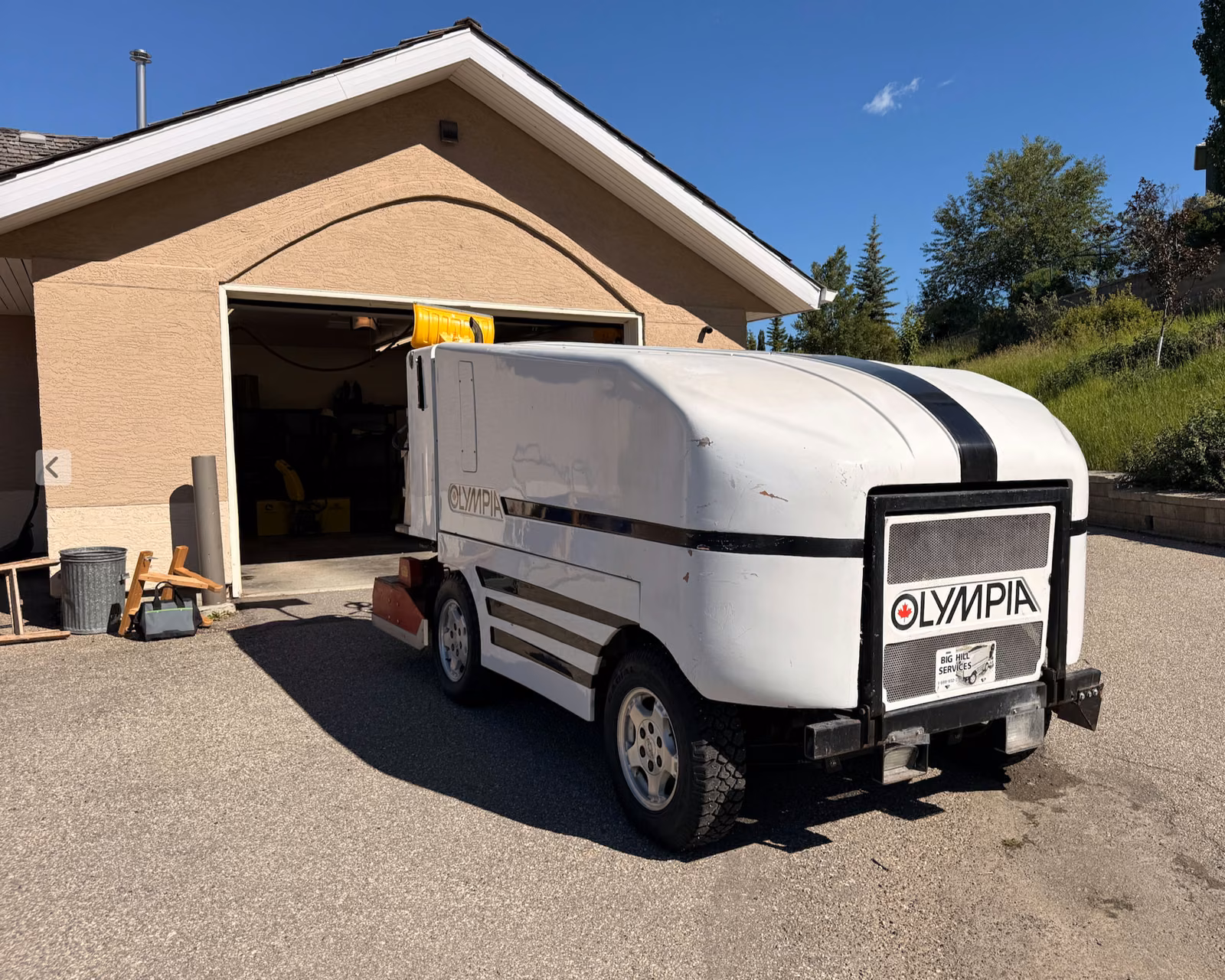 The SHCA Olympia ice resurfacer, kept ready by volunteers